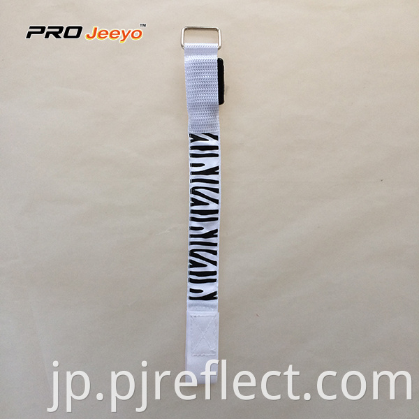 Reflective Led Light White Zebra Print Webbing Armband Wb Mbw001